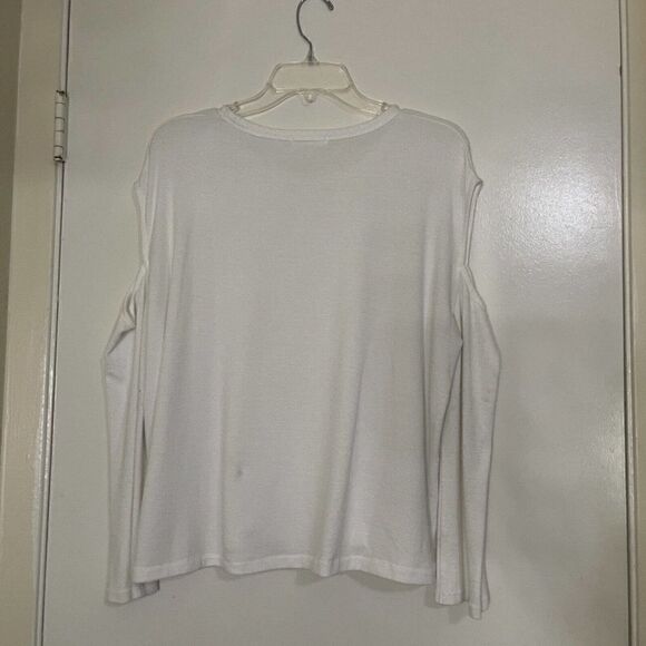 Rag and Bone white long sleeve cold shoulder cut out shirt size Medium - Picture 3 of 7